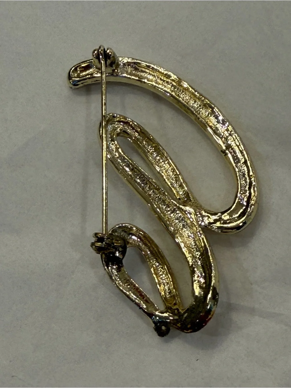 Gold Tone Sculptural Snake Brooch Pin